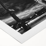 Art deco poster of Parisian street scene in muted browns and grays on rolled canvas, suitable for dining room decor.