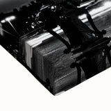 Black and white landscape art painting of Paris on stretched canvas, ideal for bedroom wall art.