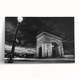Black and white stretched canvas of Paris street scene, ideal for kitchen wall art.