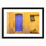 Colorful abstract art print of a Provence scenery in vibrant hues on a large framed canvas, ideal for living room decor.