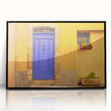 Large abstract wall art depicting a Provencal landscape in muted earth tones, framed in black acrylic.