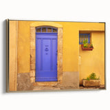 Framed canvas depicting a vintage-style landscape of Provence, France, in muted earth tones, ideal for bedroom wall art.