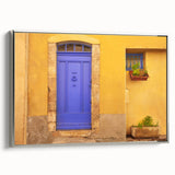 Landscape art painting depicting the Provence region with colorful fields, framed canvas in silver.