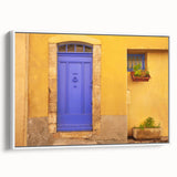 Vintage poster art of a Provence landscape on framed canvas, featuring vibrant colors, ideal for living room decor.