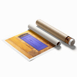 Rolled print of a Provence landscape with vibrant lavender fields, ideal for classy bathroom wall art.