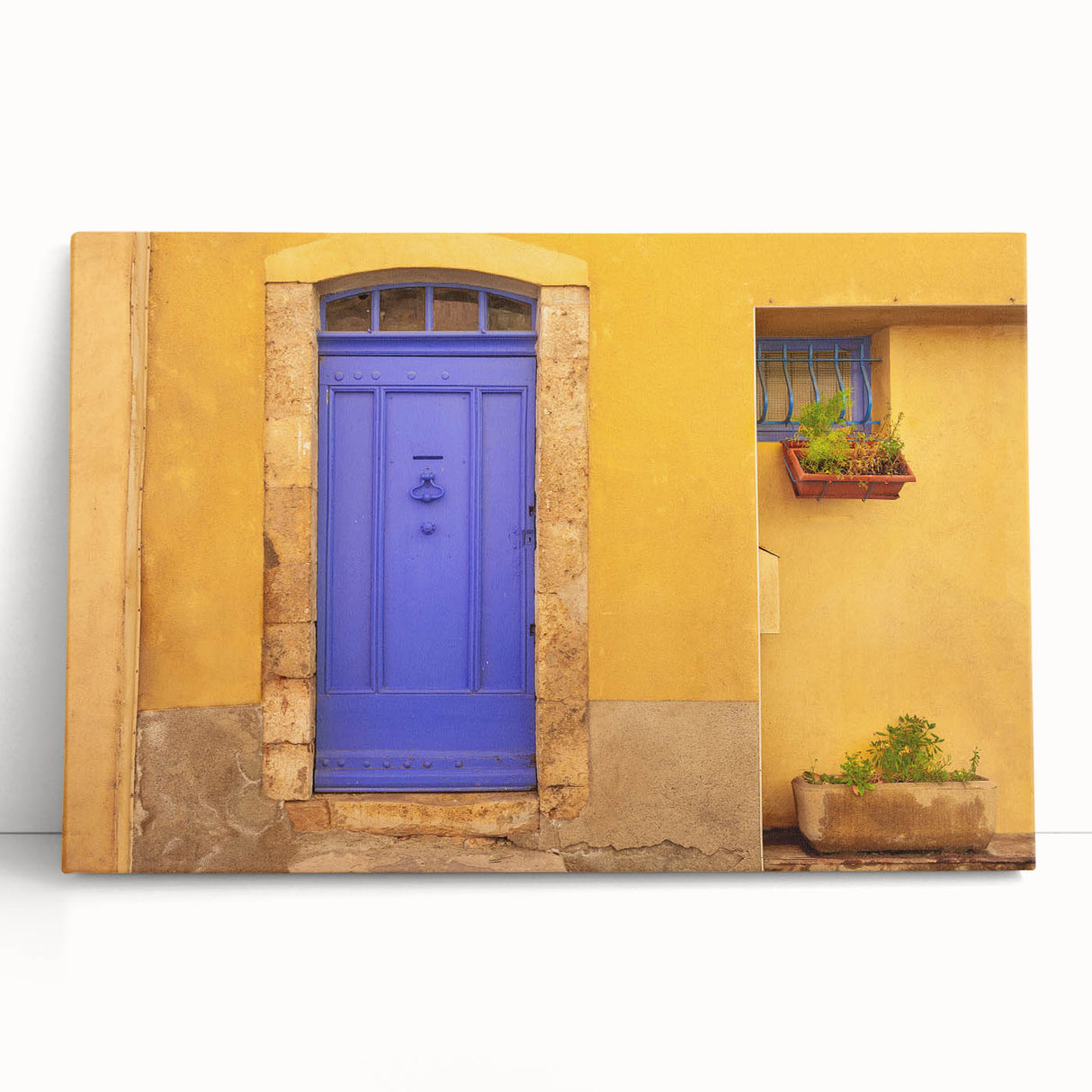 Black and white photograph of Provence scenery on large stretched canvas, ideal for kitchen wall art.
