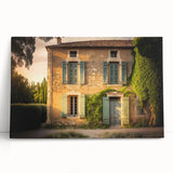 Black and white photo of a quaint European street on large stretched canvas, suitable for kitchen wall art.