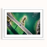 Textured abstract art print of a Bavarian landscape in muted earth tones on a white framed canvas.