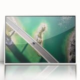 Mid-century modernist art depicting a Bavarian landscape in muted earth tones, framed acrylic, ideal for nursery wall art.