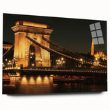 Large abstract art print of a European scenery in muted earth tones on acrylic glass, ideal for bedroom or dining room decor.