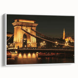 Framed canvas landscape art painting featuring a vintage Hungarian scenery in colorful hues, ideal for living room decor.