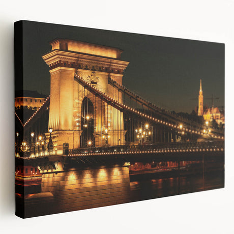 Large art print of a European cityscape in muted earth tones on stretched canvas, ideal for kitchen wall decor.