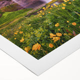 Art deco poster depicting a serene Iceland landscape on rolled canvas, suitable for dining room wall art.