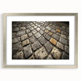 Textured art print of abstract Rome scenery in silver frame, ideal for bedroom art.