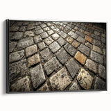 Black and white wall art of a vintage Rome landscape on framed canvas, ideal for bedroom decor.