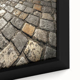 Extra large framed canvas featuring a textured depiction of a Rome scenery in black with colorful art accents.