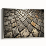 Landscape art painting of Rome with colorful buildings and black sky on framed canvas, ideal for living room decor.