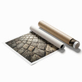 Extra large wall art of Rome scenery in muted earth tones on rolled canvas.