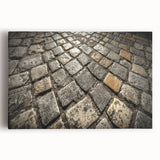 Black and white photograph of Rome on stretched canvas, featuring historical architecture.