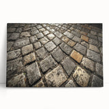 Black and white stretched canvas of Rome's streets, ideal for kitchen wall art.
