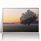 Mid-century modernist art of a European landscape in Latvia on framed acrylic, with muted earth tones.