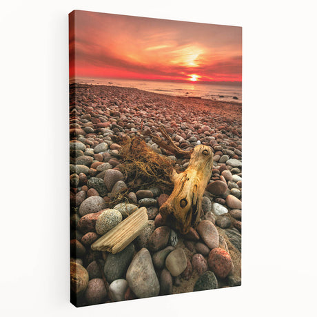Large art of a European Lithuanian scenery on stretched canvas, featuring muted earth tones, ideal for kitchen wall art.