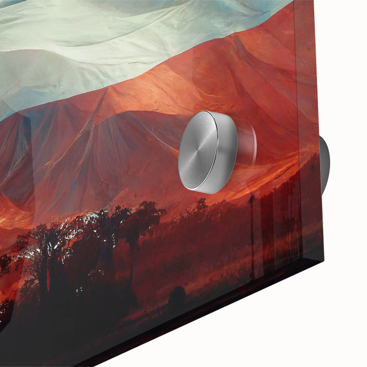 Large abstract wall art featuring a mid-century modernist depiction of a European cityscape in muted earth tones on acrylic…
