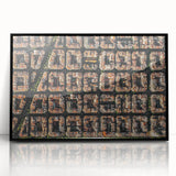 Large abstract wall art depicting Barcelona scenery in black and white tones on framed acrylic.