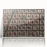 Mid-century modernist art depicting Barcelona scenery in muted colors on framed acrylic, ideal for nursery wall decor.