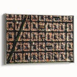 Landscape art painting of Barcelona with a vintage poster style on a framed canvas.