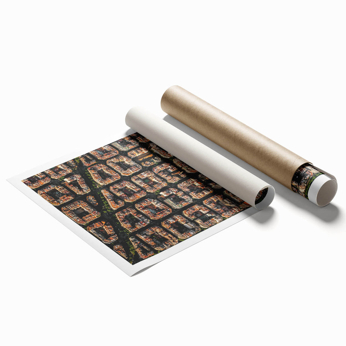 Extra large rolled print depicting a vibrant floral scene in Barcelona, ideal for classy bathroom wall art.