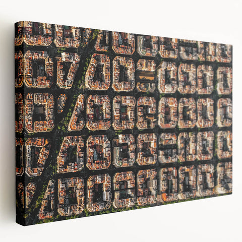 Large art depicting Barcelona scenery on stretched canvas, with vibrant hues, ideal for kitchen wall art.