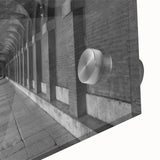 Large abstract wall art of Madrid scenery in muted earth tones on acrylic glass, ideal for dining room ambiance.