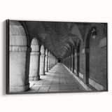 Black and white landscape art painting of Madrid on framed canvas, ideal for bedroom wall decor.