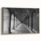 Framed canvas featuring a vintage landscape painting of Madrid with gold accents, ideal for bedroom wall art.