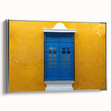 Framed canvas landscape art painting depicting a colorful Yucatan scene, ideal for enhancing a living room or office space.