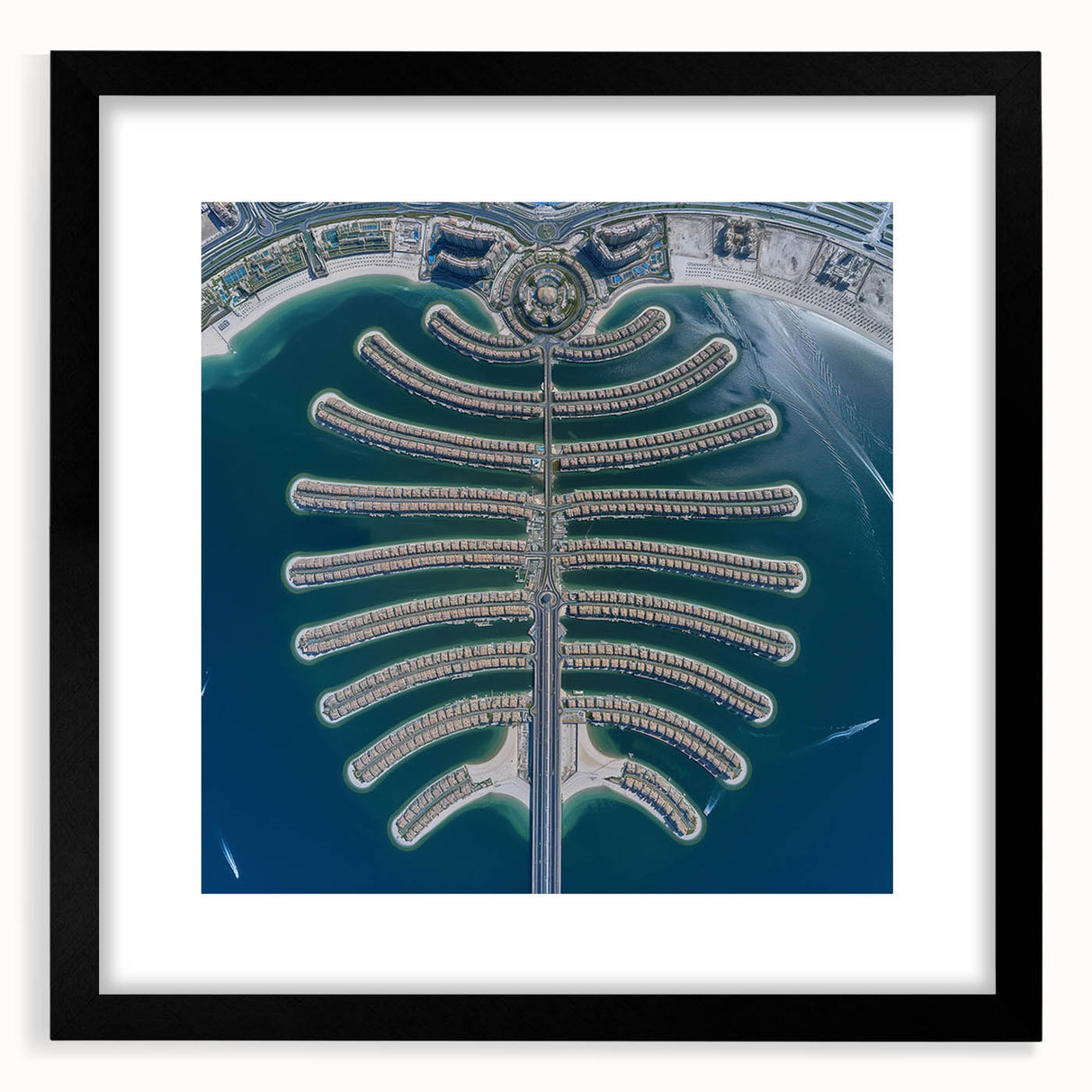 Extra large abstract art print featuring vibrant colors and textured design of Dubai skyline on a framed canvas.