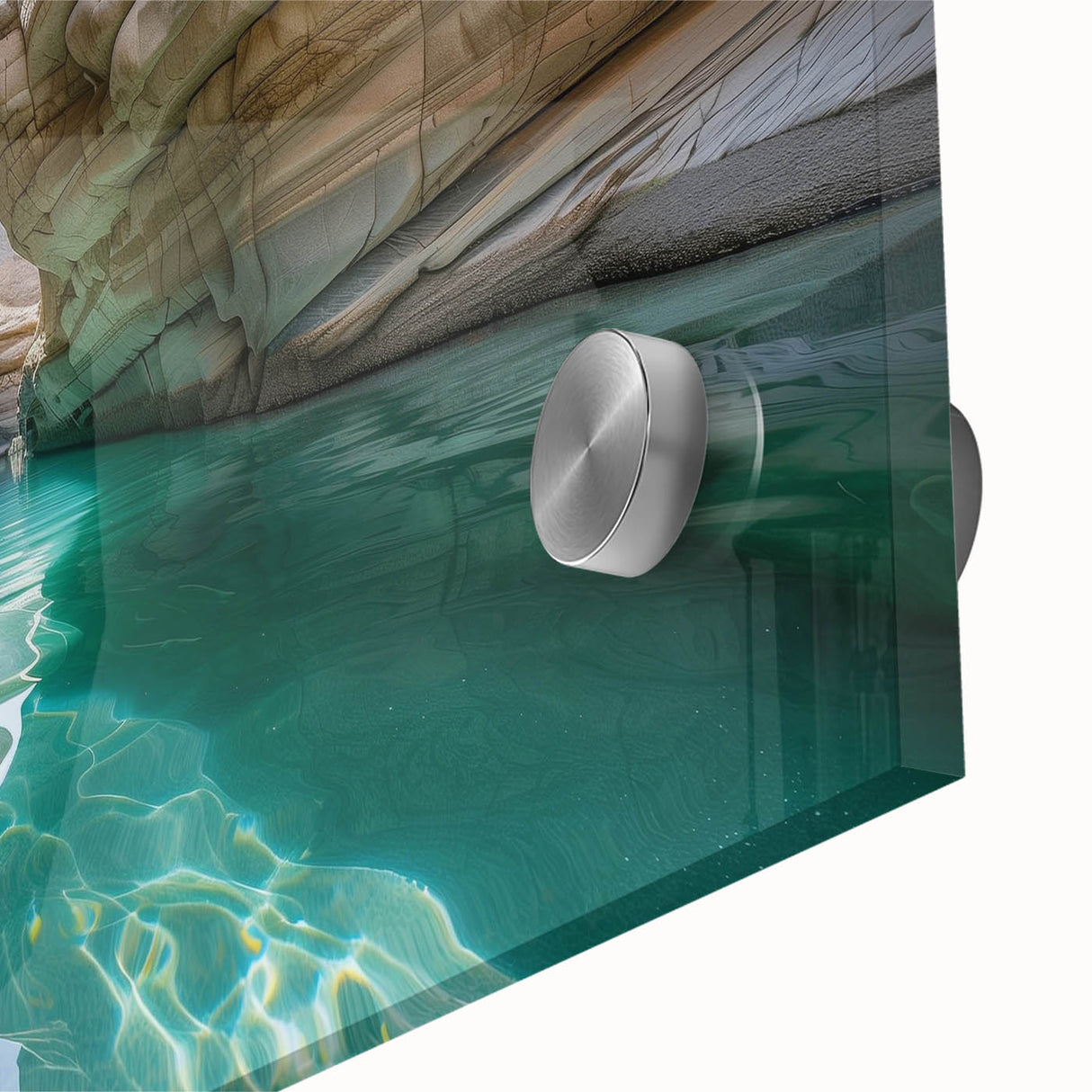 Large abstract wall art depicting a Middle-Eastern scenery in muted earth tones on acrylic glass.