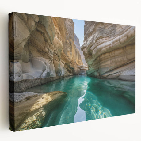 Large stretched canvas depicting a scenic Middle Eastern landscape in warm earth tones, suitable for kitchen wall art.
