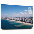 Large abstract depiction of Tel Aviv on acrylic glass.