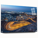 Acrylic glass print of a Middle Eastern Oman scenery in earthy tones, suitable for bedroom or dining room decor.