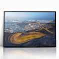 Large abstract wall art featuring a minimalist Oman scenery in muted earth tones, framed in black acrylic.
