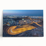 Black and white photograph of a Middle Eastern landscape on stretched canvas, ideal for kitchen wall art or bedroom decor.