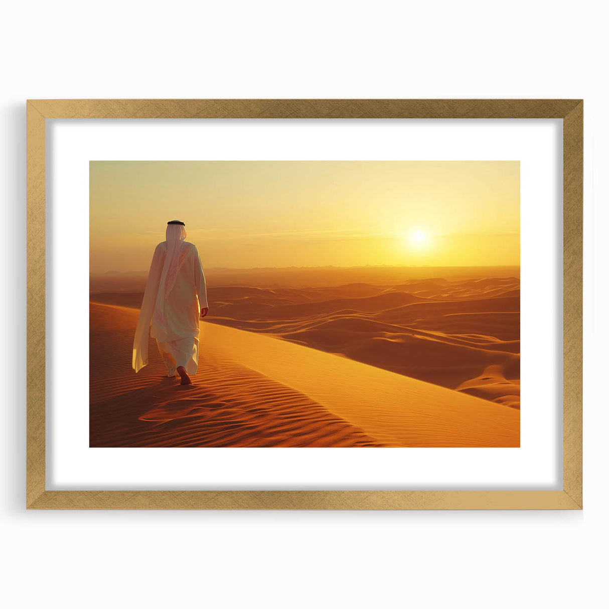 Extra large abstract art print featuring textured scenery of Emirates Abu Dhabi in muted earth tones on a framed canvas.