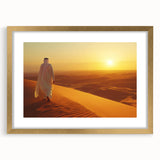 Extra large abstract art print featuring textured scenery of Emirates Abu Dhabi in muted earth tones on a framed canvas.