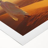 Art deco poster of Abu Dhabi skyline in muted metallic tones on rolled canvas, suitable for dining room wall art.