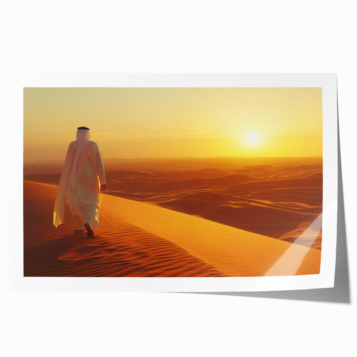 Rolled print of Abu Dhabi scenery with muted earth tones, ideal for art wall dining room or classy bathroom wall art.