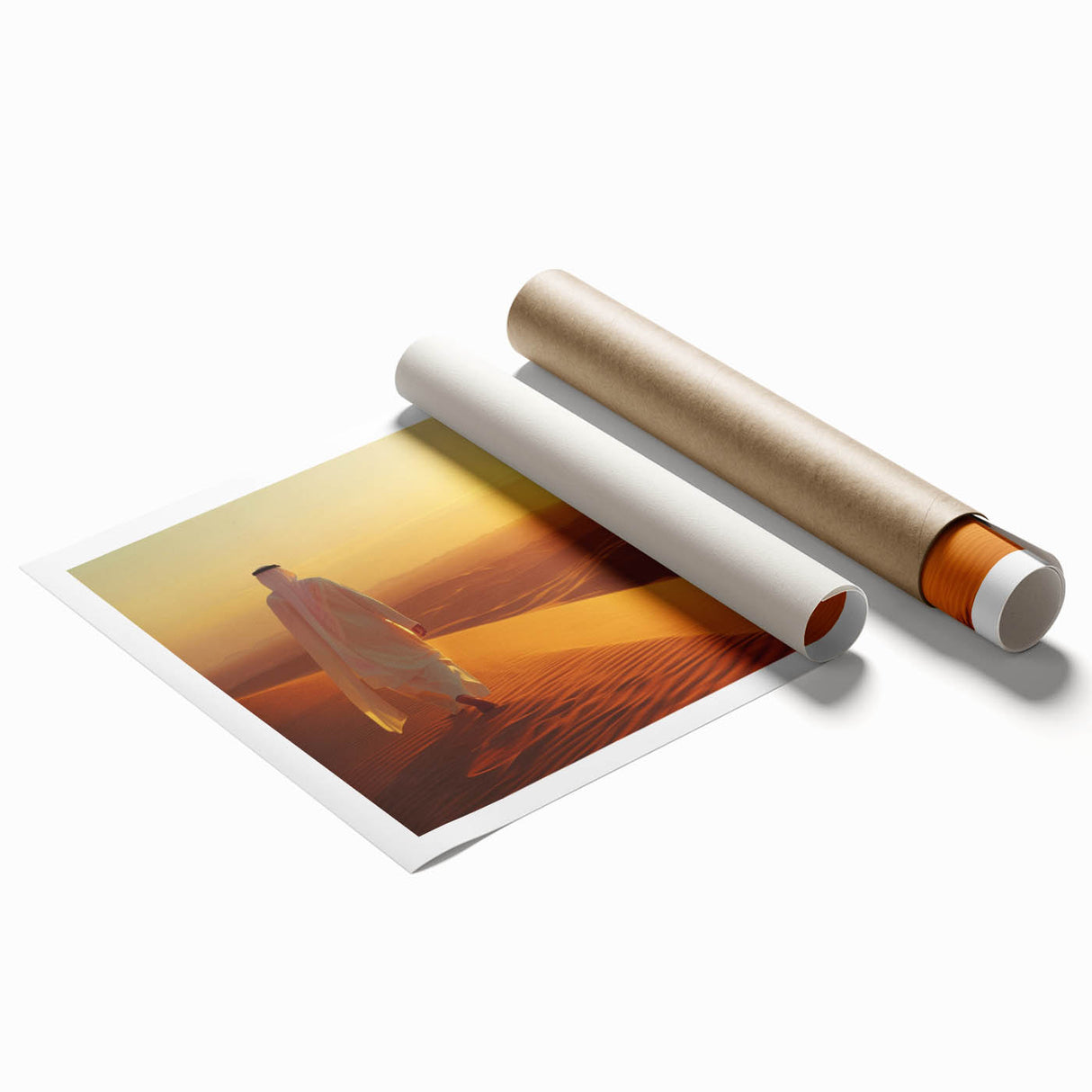 Extra large rolled print featuring a floral art design in pastel shades.