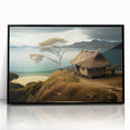 Large abstract wall art depicting an oceanic Fiji scenery in vibrant blue and green tones on a framed acrylic.