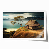 Extra large rolled print of a Fiji ocean scenery with vibrant blues and greens, ideal for dining room wall art.